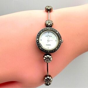 Anne Klein Real Diamond Accent Bracelet Watch Silver Tone New Battery